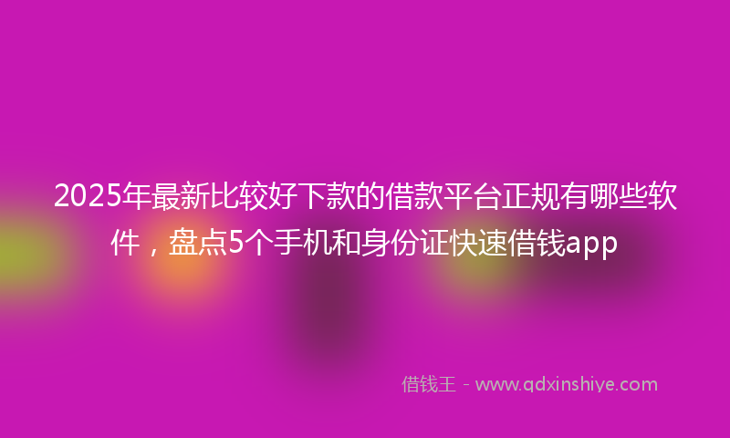 2025年最新比较好下款的借款平台正规有哪些软件，盘点5个手机和身份证快速借钱app