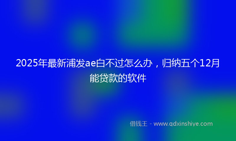 2025年最新浦发ae白不过怎么办，归纳五个12月能贷款的软件