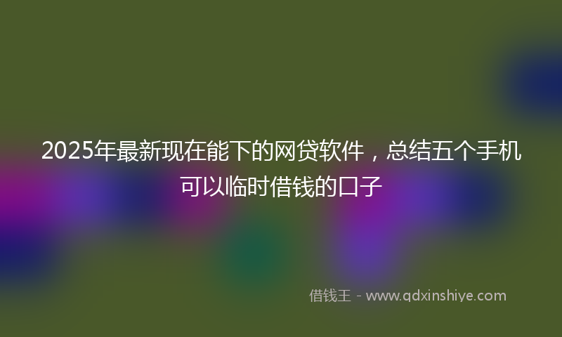 2025年最新现在能下的网贷软件，总结五个手机可以临时借钱的口子