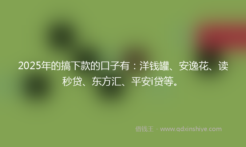 2025年的搞下款的口子有：洋钱罐、安逸花、读秒贷、东方汇、平安i贷等。