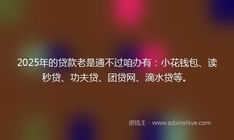 2025年的贷款老是通不过咱办有：小花钱包、读秒贷、功夫贷、团贷网、滴水贷等。
