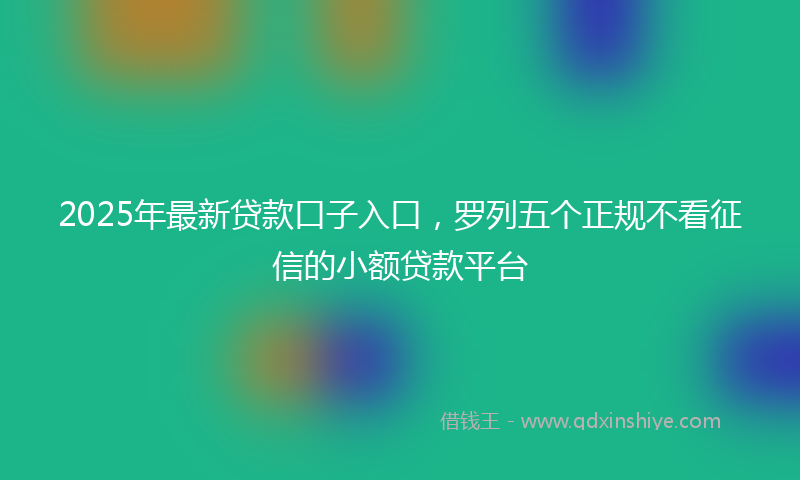 2025年最新贷款口子入口，罗列五个正规不看征信的小额贷款平台