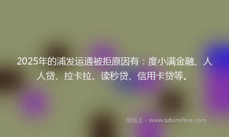 2025年的浦发运通被拒原因有：度小满金融、人人贷、拉卡拉、读秒贷、信用卡贷等。