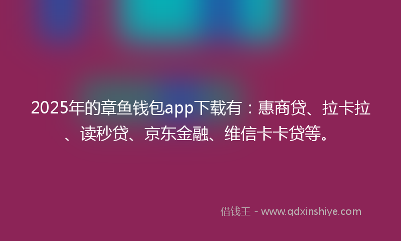 2025年的章鱼钱包app下载有：惠商贷、拉卡拉、读秒贷、京东金融、维信卡卡贷等。
