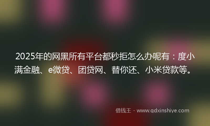 2025年的网黑所有平台都秒拒怎么办呢有：度小满金融、e微贷、团贷网、替你还、小米贷款等。