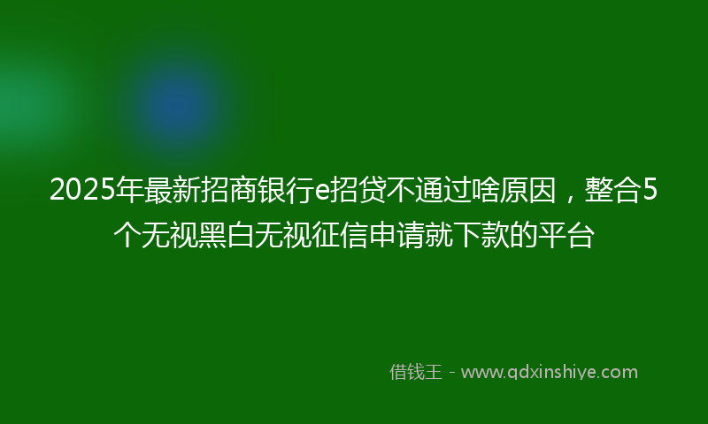2025年最新招商银行e招贷不通过啥原因，整合5个无视黑白无视征信申请就下款的平台