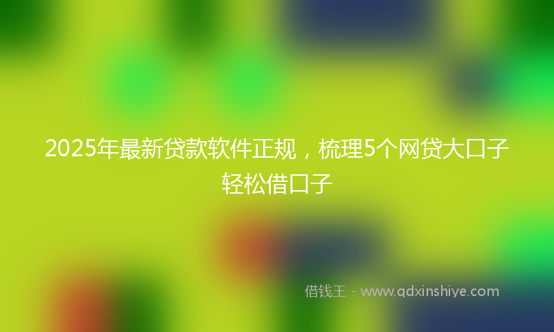 2025年最新贷款软件正规，梳理5个网贷大口子轻松借口子