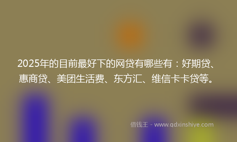 2025年的目前最好下的网贷有哪些有：好期贷、惠商贷、美团生活费、东方汇、维信卡卡贷等。