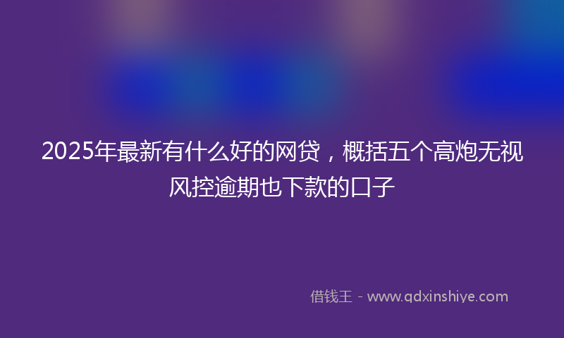 2025年最新有什么好的网贷，概括五个高炮无视风控逾期也下款的口子
