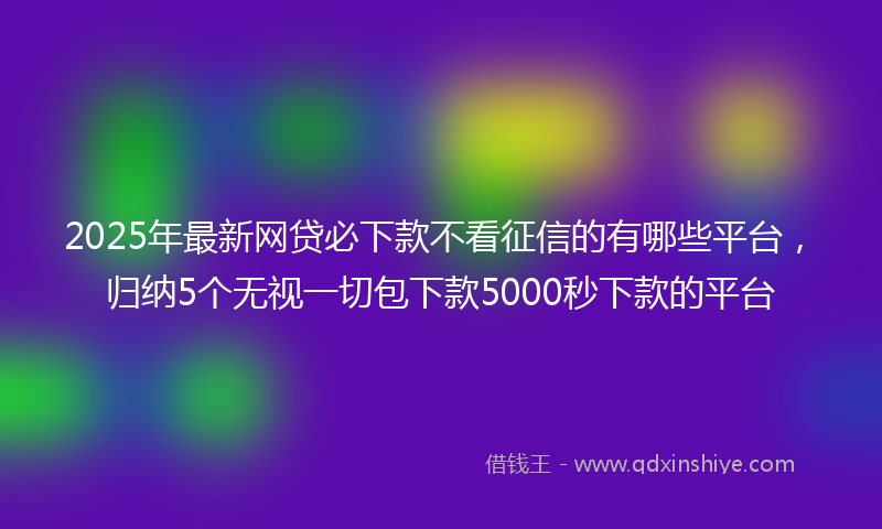 2025年最新网贷必下款不看征信的有哪些平台，归纳5个无视一切包下款5000秒下款的平台