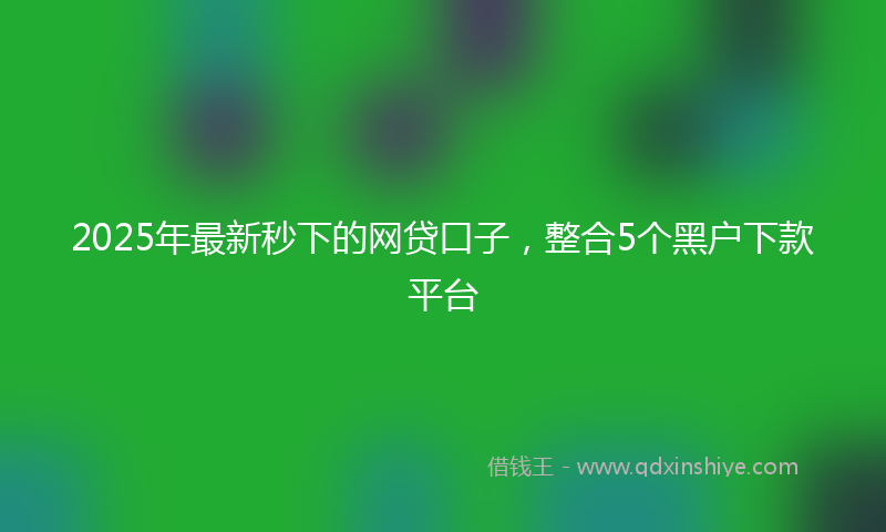 2025年最新秒下的网贷口子，整合5个黑户下款平台