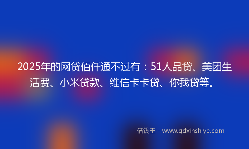 2025年的网贷佰仟通不过有：51人品贷、美团生活费、小米贷款、维信卡卡贷、你我贷等。