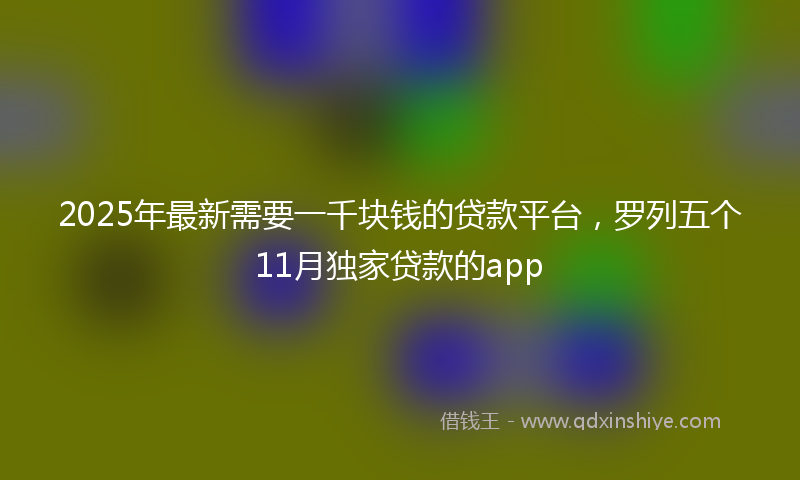 2025年最新需要一千块钱的贷款平台，罗列五个11月独家贷款的app