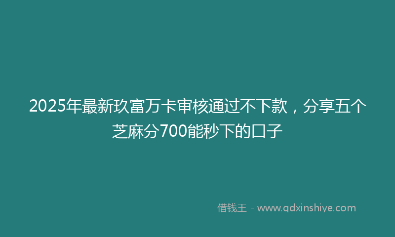 2025年最新玖富万卡审核通过不下款，分享五个芝麻分700能秒下的口子