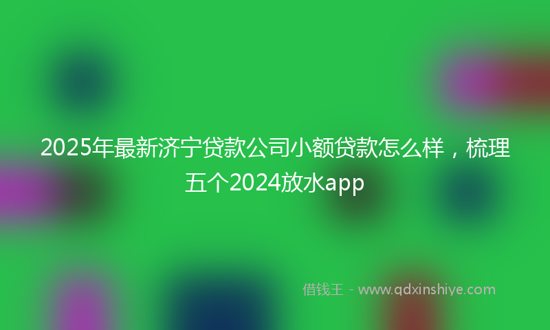 2025年最新济宁贷款公司小额贷款怎么样，梳理五个2024放水app