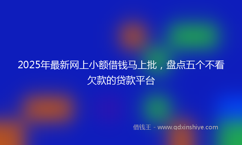 2025年最新网上小额借钱马上批，盘点五个不看欠款的贷款平台