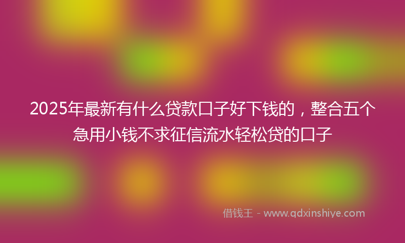 2025年最新有什么贷款口子好下钱的，整合五个急用小钱不求征信流水轻松贷的口子