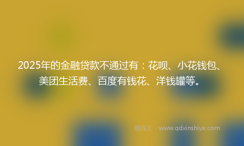 2025年的金融贷款不通过有：花呗、小花钱包、美团生活费、百度有钱花、洋钱罐等。