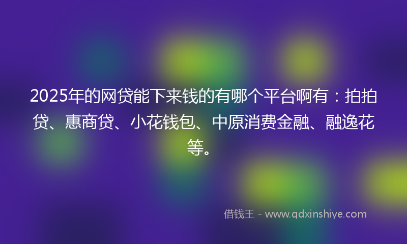 2025年的网贷能下来钱的有哪个平台啊有：拍拍贷、惠商贷、小花钱包、中原消费金融、融逸花等。