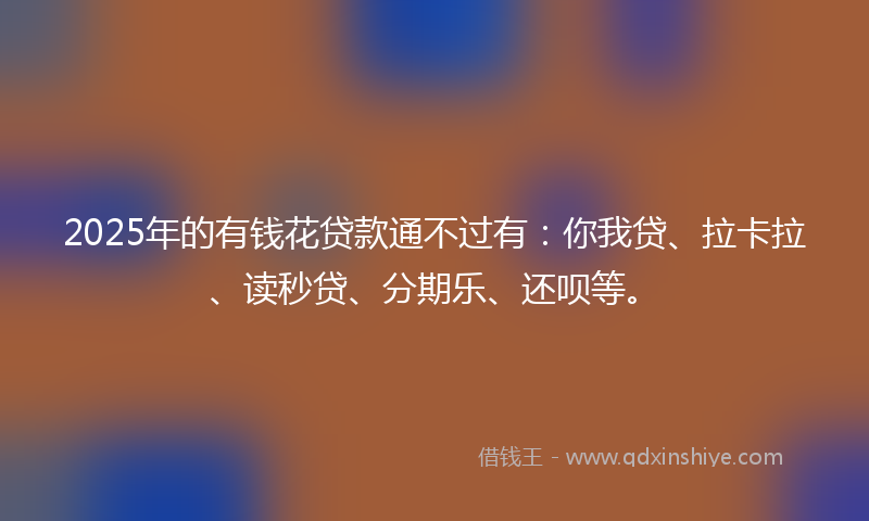 2025年的有钱花贷款通不过有：你我贷、拉卡拉、读秒贷、分期乐、还呗等。