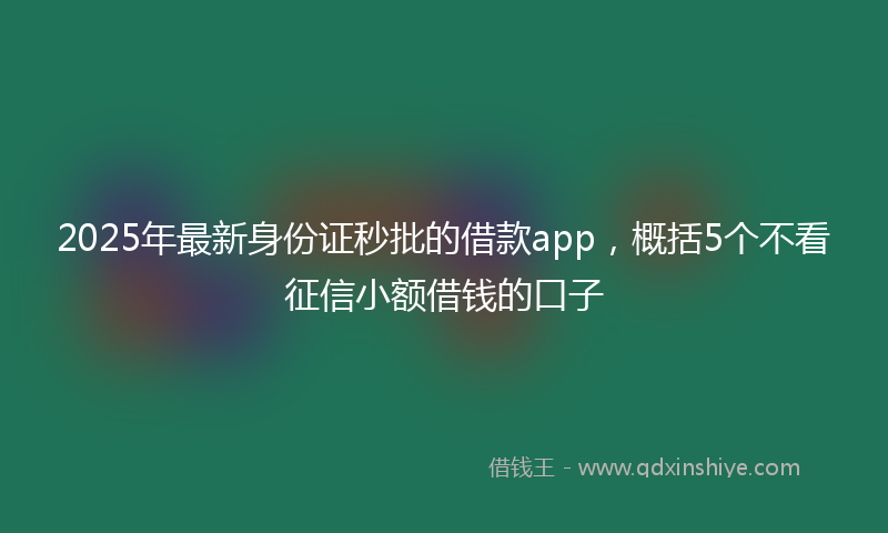 2025年最新身份证秒批的借款app，概括5个不看征信小额借钱的口子