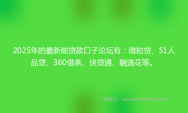 2025年的最新能贷款口子论坛有：微粒贷、51人品贷、360借条、快贷通、融逸花等。