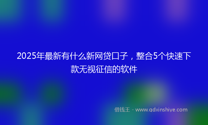 2025年最新有什么新网贷口子，整合5个快速下款无视征信的软件