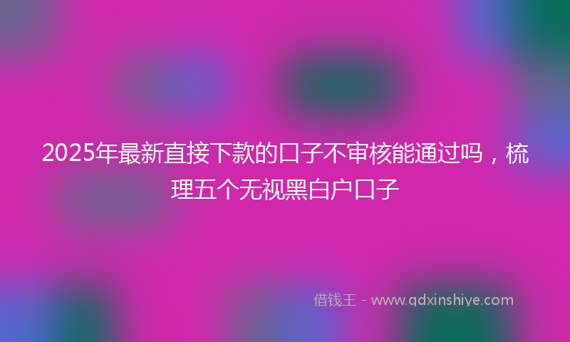 2025年最新直接下款的口子不审核能通过吗，梳理五个无视黑白户口子