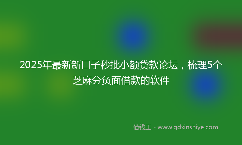 2025年最新新口子秒批小额贷款论坛，梳理5个芝麻分负面借款的软件