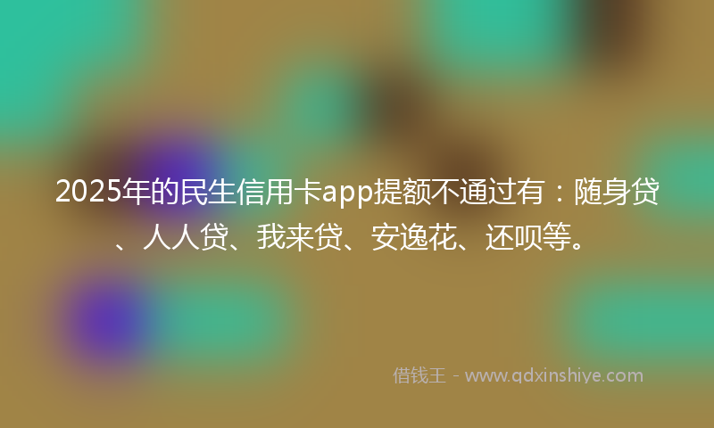 2025年的民生信用卡app提额不通过有：随身贷、人人贷、我来贷、安逸花、还呗等。