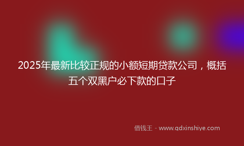 2025年最新比较正规的小额短期贷款公司，概括五个双黑户必下款的口子
