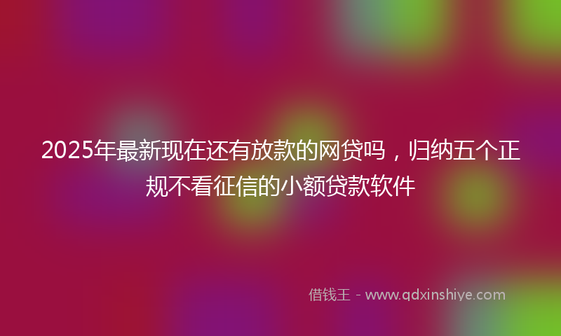 2025年最新现在还有放款的网贷吗，归纳五个正规不看征信的小额贷款软件