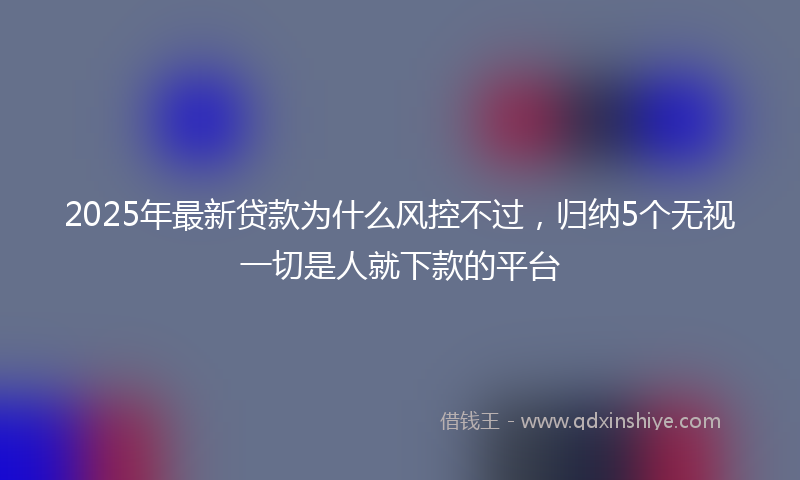 2025年最新贷款为什么风控不过，归纳5个无视一切是人就下款的平台