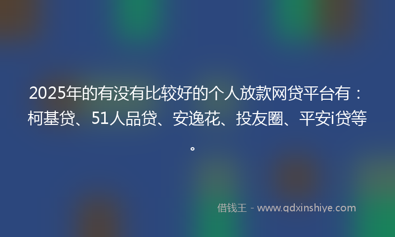 2025年的有没有比较好的个人放款网贷平台有：柯基贷、51人品贷、安逸花、投友圈、平安i贷等。