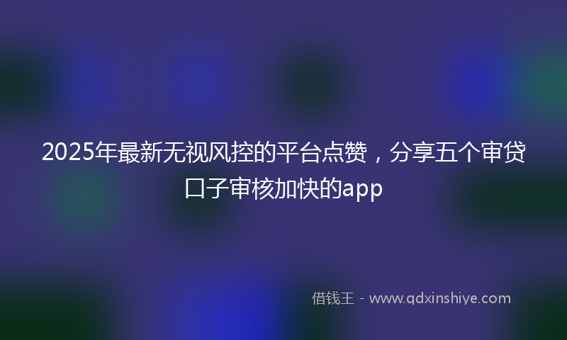 2025年最新无视风控的平台点赞，分享五个审贷口子审核加快的app