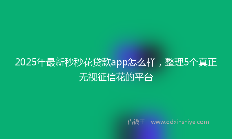 2025年最新秒秒花贷款app怎么样，整理5个真正无视征信花的平台