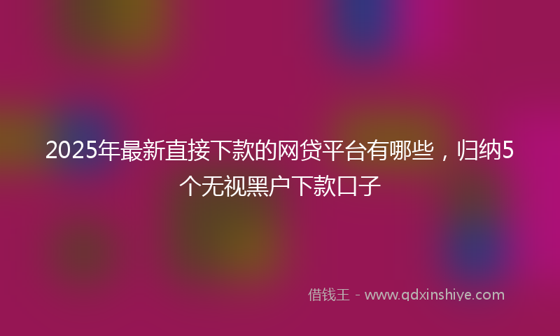 2025年最新直接下款的网贷平台有哪些，归纳5个无视黑户下款口子