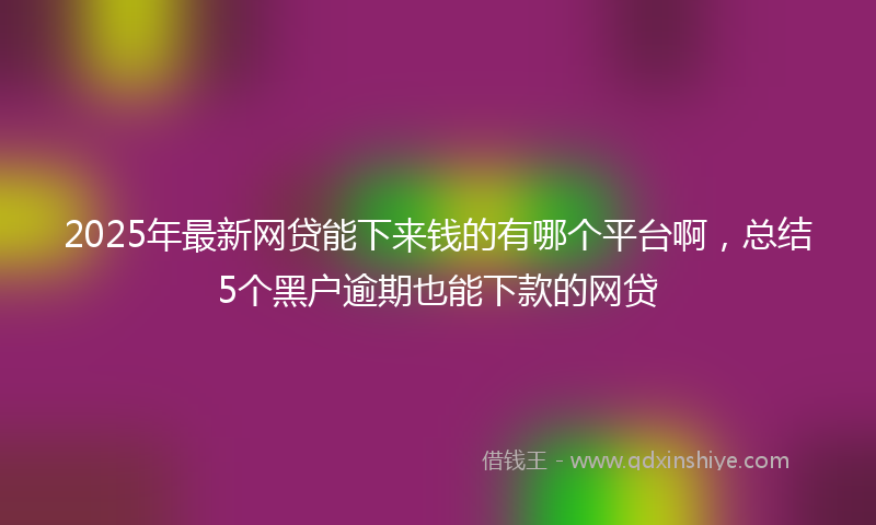 2025年最新网贷能下来钱的有哪个平台啊，总结5个黑户逾期也能下款的网贷