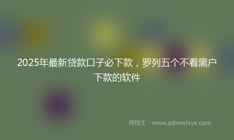 2025年最新贷款口子必下款，罗列五个不看黑户下款的软件