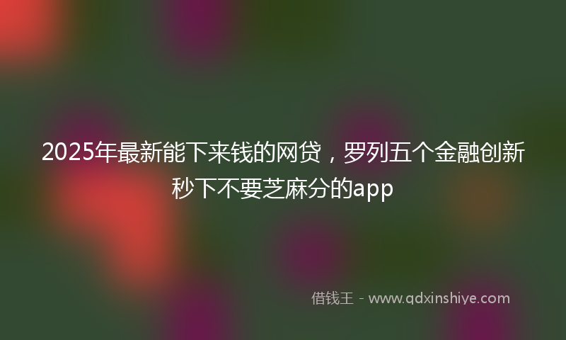 2025年最新能下来钱的网贷，罗列五个金融创新秒下不要芝麻分的app