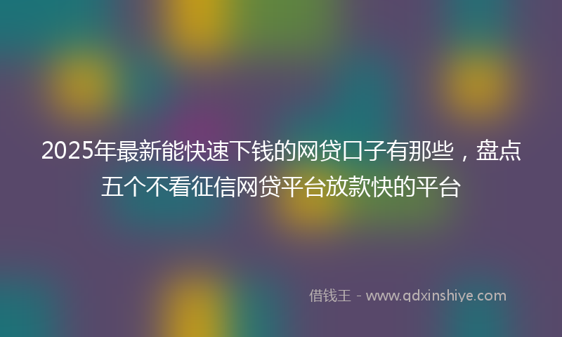 2025年最新能快速下钱的网贷口子有那些，盘点五个不看征信网贷平台放款快的平台