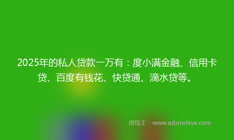 2025年的私人贷款一万有：度小满金融、信用卡贷、百度有钱花、快贷通、滴水贷等。