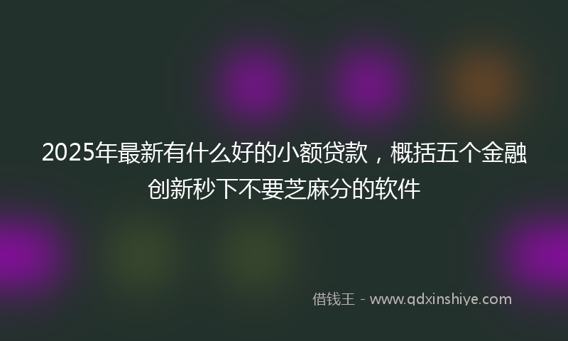 2025年最新有什么好的小额贷款，概括五个金融创新秒下不要芝麻分的软件