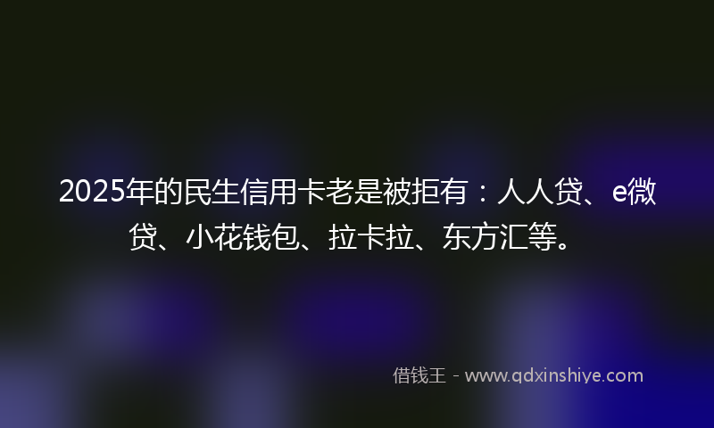 2025年的民生信用卡老是被拒有：人人贷、e微贷、小花钱包、拉卡拉、东方汇等。