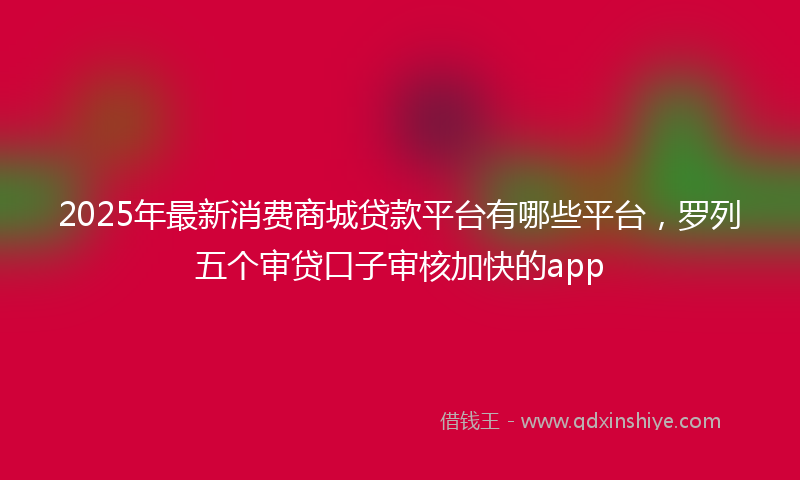 2025年最新消费商城贷款平台有哪些平台，罗列五个审贷口子审核加快的app