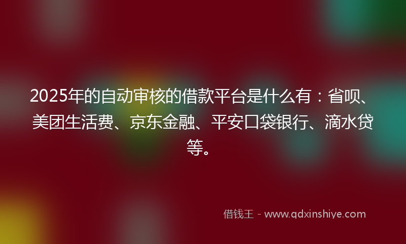 2025年的自动审核的借款平台是什么有：省呗、美团生活费、京东金融、平安口袋银行、滴水贷等。