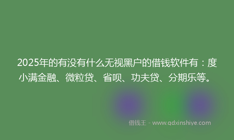 2025年的有没有什么无视黑户的借钱软件有：度小满金融、微粒贷、省呗、功夫贷、分期乐等。