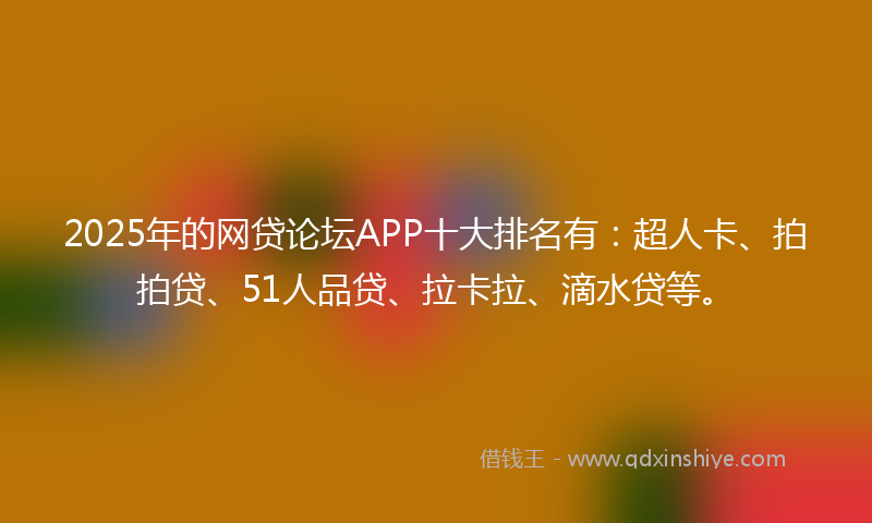 2025年的网贷论坛APP十大排名有：超人卡、拍拍贷、51人品贷、拉卡拉、滴水贷等。