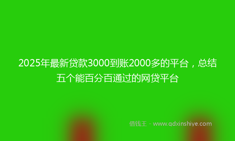 2025年最新贷款3000到账2000多的平台，总结五个能百分百通过的网贷平台