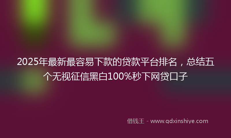 2025年最新最容易下款的贷款平台排名，总结五个无视征信黑白100%秒下网贷口子